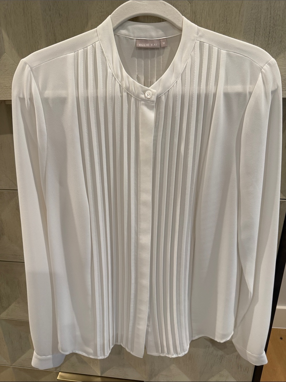 Women's White Pleated Front Blouse